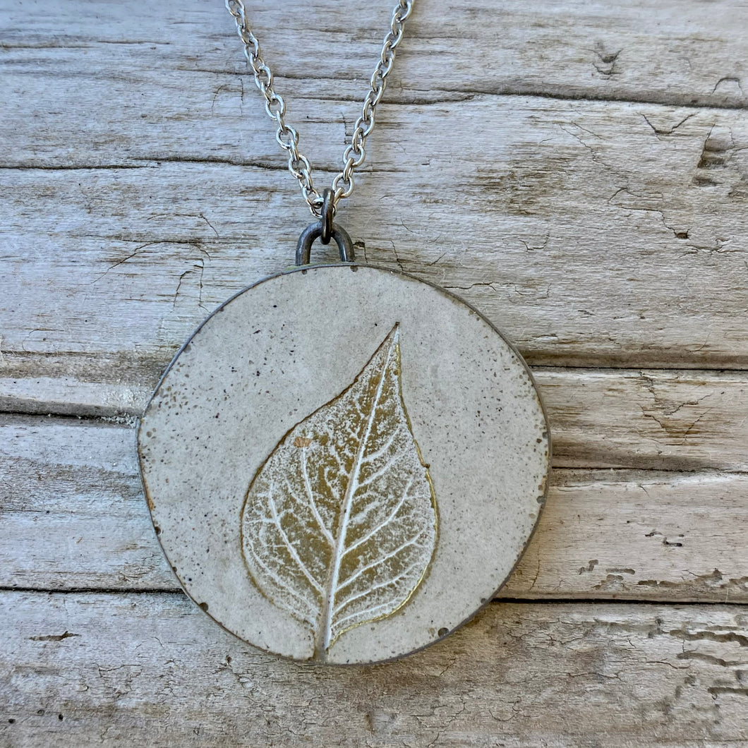 RESERVED Reversible Lilac Leaf & Silver Moon Concrete & Tin Necklace