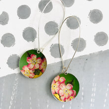 Load image into Gallery viewer, Gorgeous Pinks on Green Large Basin Tin Earrings