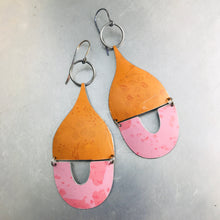 Load image into Gallery viewer, Soft Pink &amp; Orange Mixed Arches Upcycled Tin Earrings