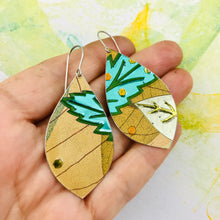 Load image into Gallery viewer, Leaf Skeleton Upcycled Long Pod Tin Earrings
