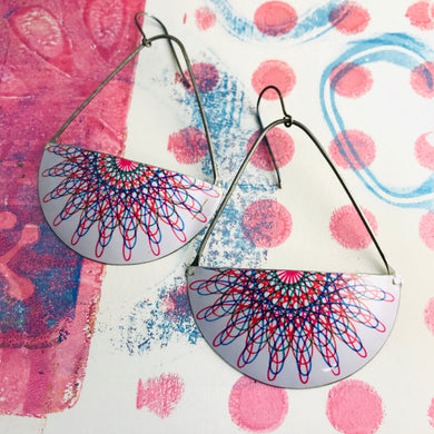Spirograph Semicircle Large Fan Dangle Earrings