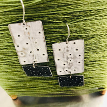 Load image into Gallery viewer, Pooling White &amp; Midnight Recycled Tin Earrings 30th Birthday Gift