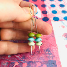 Load image into Gallery viewer, Green Olive, Aqua, Vanilla Tiny Macarons Tin Earrings