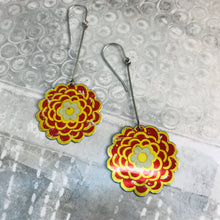Load image into Gallery viewer, Vintage Red Mums Recycled Tin Earrings