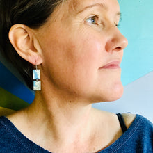 Load image into Gallery viewer, Cloudy Day Upcycled Rectangles Tin Earrings