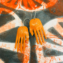 Load image into Gallery viewer, Persimmon Starburst Hands Talisman Tin Earrings