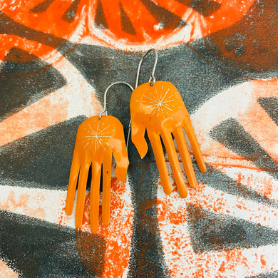 Persimmon Starburst Hands Talisman Tin Earrings