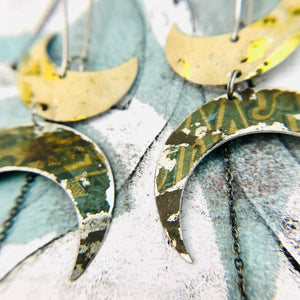 Crescent Moons & Stars Upcycled Tin Earrings