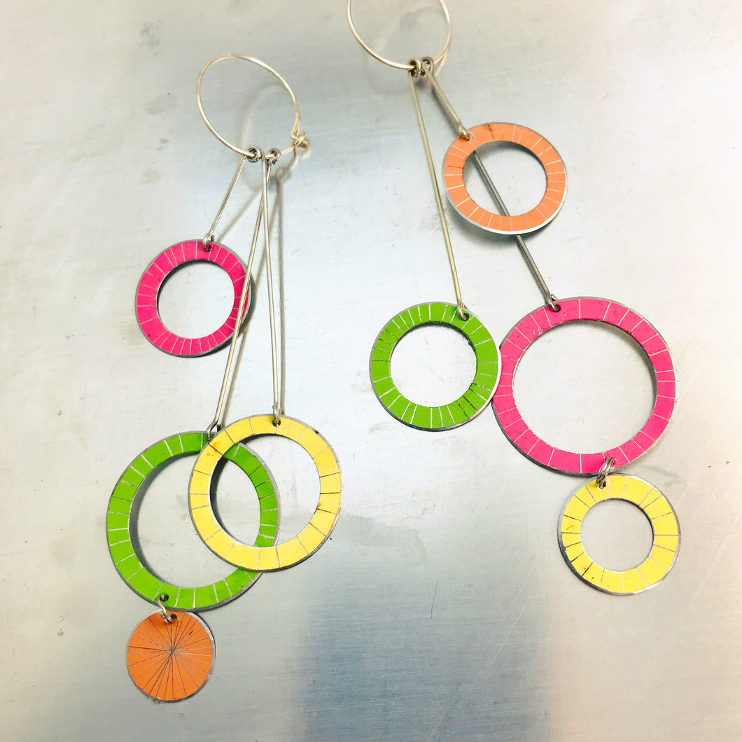 Starburst Rings in Mixed Brights Upcycled Tin Earrings