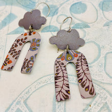 Load image into Gallery viewer, Dusty Lilac Horseshoe &amp; Clouds Tin Earrings