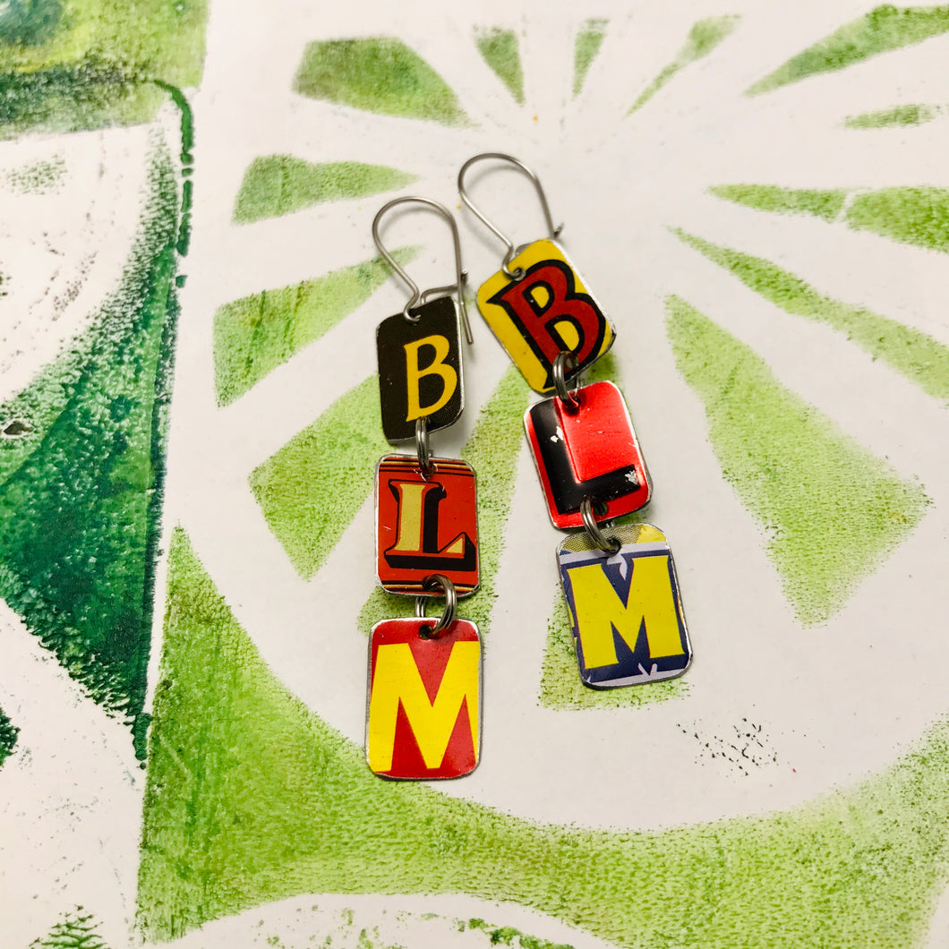 #BLM Upcycled Tiny Typography Earrings