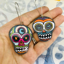 Load image into Gallery viewer, Sugar Skulls Upcycled Tin Earrings