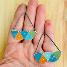 Load image into Gallery viewer, Multisector Blues Tin Dangle Tesserae Earrings
