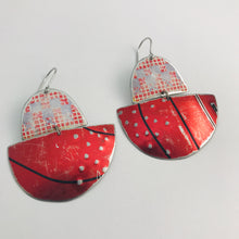 Load image into Gallery viewer, Mixed Reds Little Boats Upcycled Tin Earrings