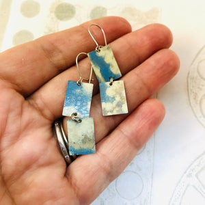 Cloudy Day Upcycled Rectangles Tin Earrings