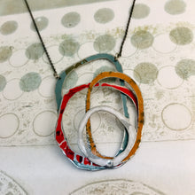 Load image into Gallery viewer, Slate, Scarlet, Butterscotch &amp; Snow Scribbles Upcycled Tin Necklace
