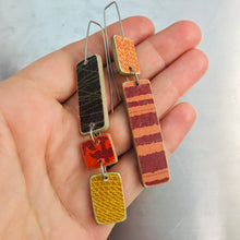 Load image into Gallery viewer, Mixed Pattern Rectangles Recycled Book Cover Earrings