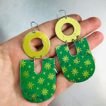 Load image into Gallery viewer, Gold &amp; Green Chunky Horseshoes Zero Waste Tin Earrings