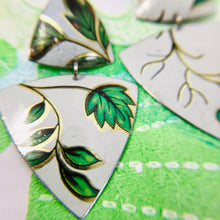 Load image into Gallery viewer, Green Leaves Tourmaline Zero Waste Tin Earrings Ethical Jewelry