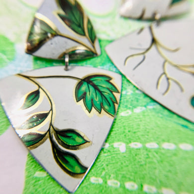 Green Leaves Tourmaline Zero Waste Tin Earrings Ethical Jewelry