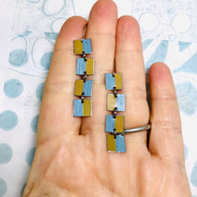 Load image into Gallery viewer, Yellow Ochre &amp; Slate Tiny Squares Tin Earrings