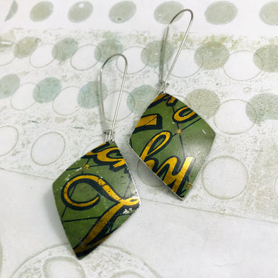 Vintage French Green & Gold Tin Diamond Earrings
