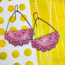 Load image into Gallery viewer, Complex Pink Mandala Recycled Tin Earrings