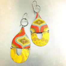 Load image into Gallery viewer, Fossil Mod Golds &amp; Oranges Mixed Arches Upcycled Tin Earrings