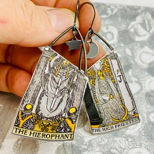Hierophant & High Priestess Upcycled Tin Earrings