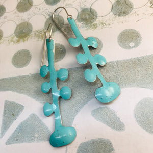 Aqua Matisse Leaves Upcyled Tin Earrings