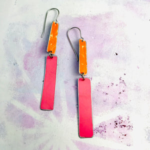 Orange & Bright Pink Recycled Tin Earrings