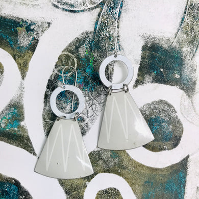 Light Gray Zig Zag Small Fans Tin Earrings