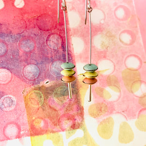Pale Aqua, Yellow & Pink Tiny Macarons Tin Earrings