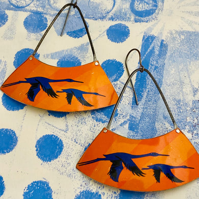 Cranes at Sunset Zero Waste Tin Earrings