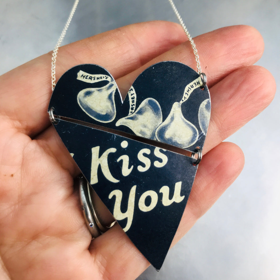 Hershey’s Kisses Angled Tin Heart Recycled Necklace