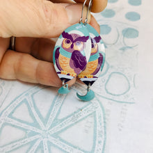Load image into Gallery viewer, Crescent Moon Owls Upcycled Tin Earrings