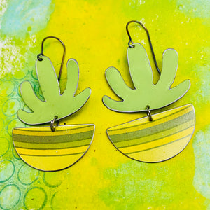 Apple Green Mod Succulents Upcycled Tin Earrings
