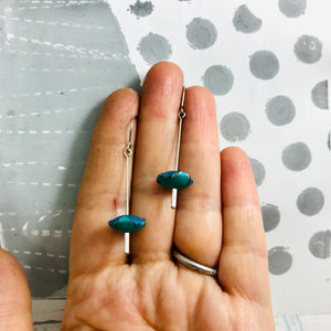 Teal & Bluebird Wavy Bead Upcycled Tin Earrings
