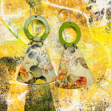 Load image into Gallery viewer, Orange Nasturtiums Small Fans Tin Earrings