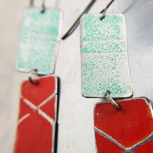 Load image into Gallery viewer, Rustic Matte Seafoam &amp; Red Zero Waste Tin Earrings