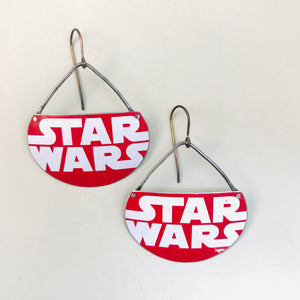 Star Wars Logo on Red Too Upcycled Tin Earrings