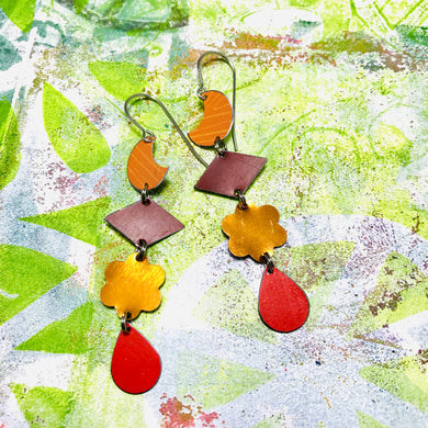 Orange Crescent Moons Lucky Charms Zero Waste Tin Earrings