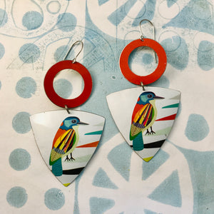 Woodpecker Tourmaline & Scarlet Rings Zero Waste Tin Earrings