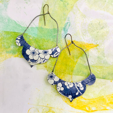 Blue Jean Cherry Blossoms Zero Waste Tin Earrings