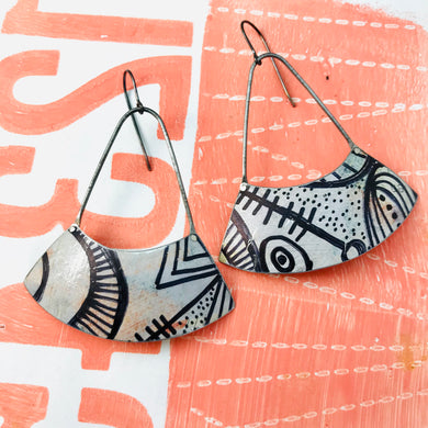 Ink Doodle Wide Arc Zero Waste Earrings