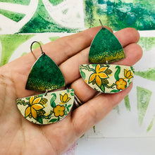 Load image into Gallery viewer, Paris Green Sailboats Upcycled Tin Earrings