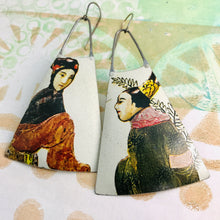 Load image into Gallery viewer, Tang Dynasty Upcycled Tin Long Fans Earrings