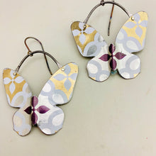 Load image into Gallery viewer, Silver &amp; Gold Butterflies Upcycled Tin Earrings