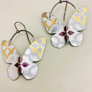 Silver & Gold Butterflies Upcycled Tin Earrings