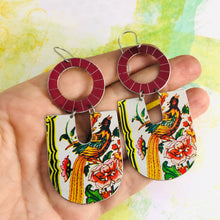 Load image into Gallery viewer, Tropical Bird Chunky Horseshoes Zero Waste Tin Earrings